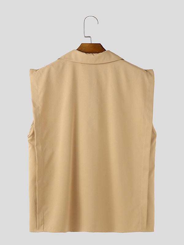 Mens Solid Color Half-Zip Tank SKUL07647