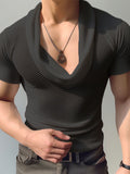 Mens Solid See Through Cowl Neck T-Shirt SKUK52941