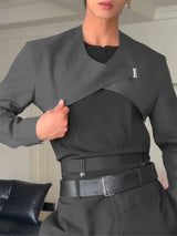 Men's Solid Layered Cropped Long Sleeve Cardigan SKUL24222