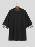 Mens Lace Patchwork Half Sleeve T-Shirt SKUK45515