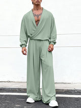 Men's Solid Color Casual Two Piece Outfit SKUL45114