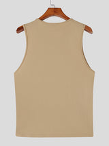 Mens Solid Color Drawstring Waist Casual Tank SKUL14001