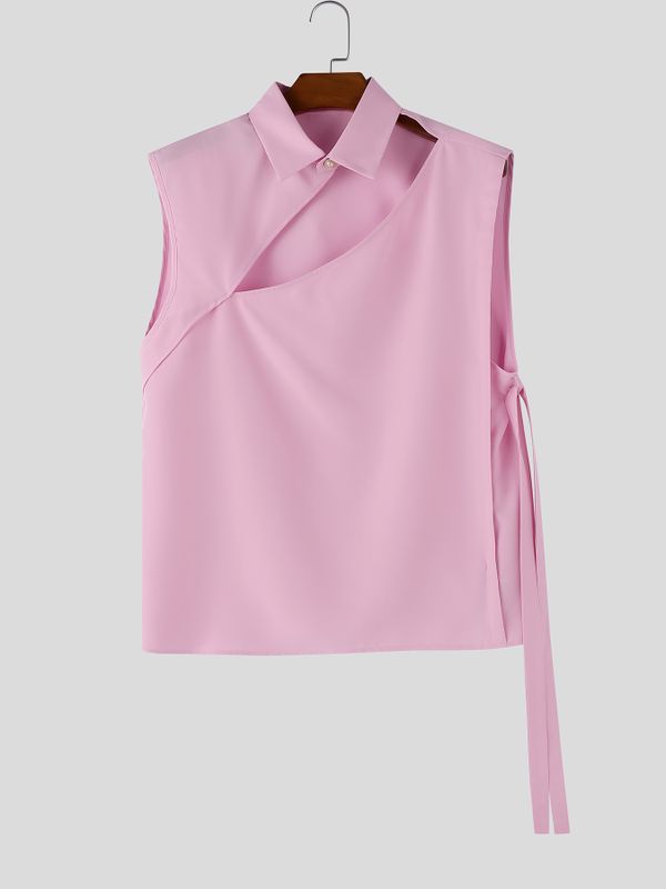 Men's Asymmetric Cut Design Sleeveless Shirt SKUL56662