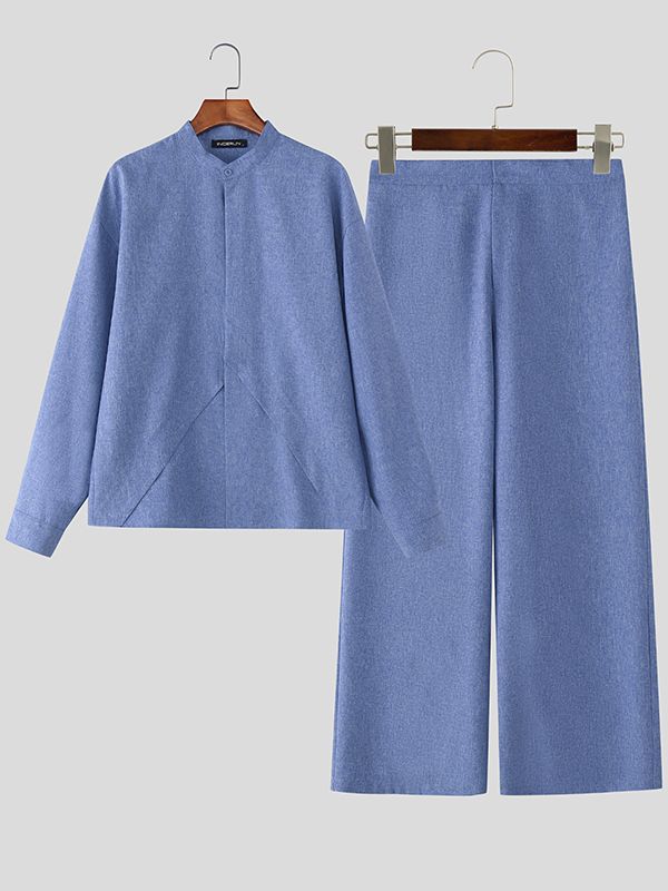 Men's Solid Color Loose Casual Two Pieces Outfit SKUL40092