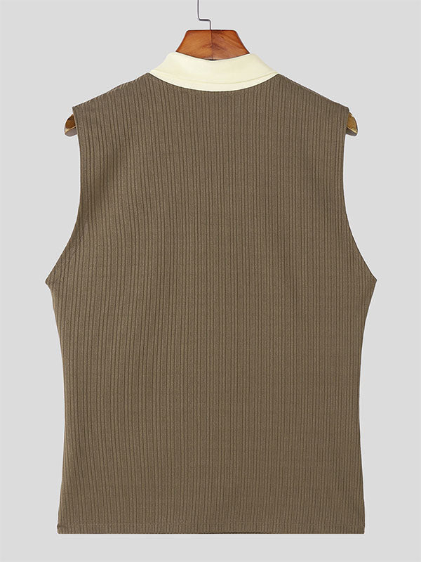 Mens Contrast Color Textured Casual Tank SKUL19098