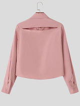 Men's Back Cutout Cropped Long Sleeve Shirt SKUL43730