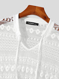Mens Lace Fringe See Through Drawstring T-Shirt SKUK15294