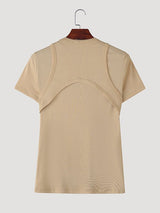 Men's Faux Two-Piece Versatile Stretch Short Sleeve T-Shirt SKUL35292