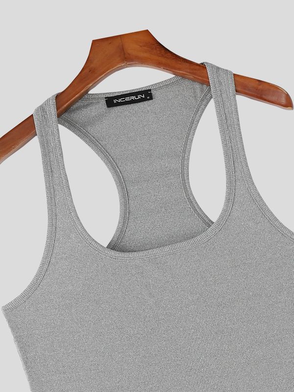 Men's Solid Color Textured Low Neck Bodysuit SKUL53141