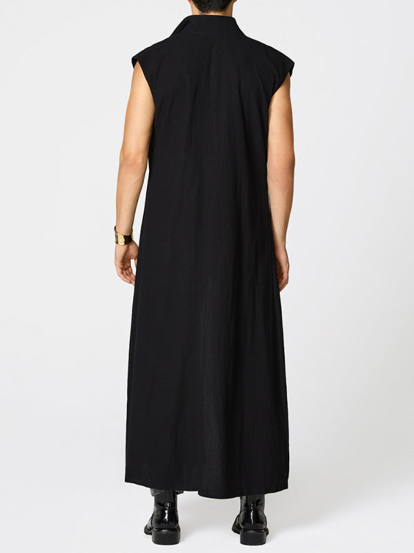 Mens Minimalist Textured Long Hem Cardigan SKUL05546