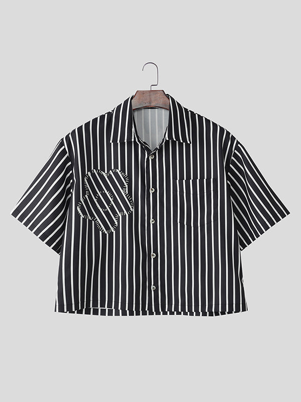 Mens Striped Colorblock Short Sleeve Shirt SKUL06487