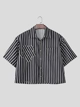 Mens Striped Colorblock Short Sleeve Shirt SKUL06487