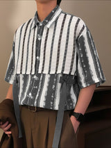 Men's Color Block Patchwork Half Sleeve Shirt SKUL39393