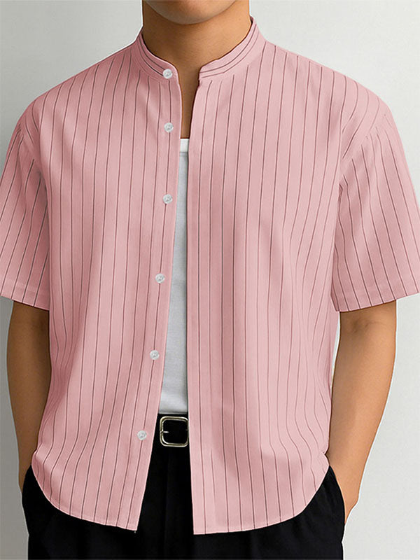 Mens Casual Striped Short Sleeve Shirt SKUL17984