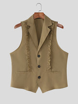 Men's Ruffled Patchwork Casual Waistcoat SKUL40107