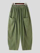 Men's Solid Color Textured Wide Leg Casual Pant SKUL56225