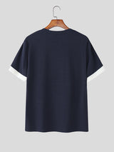 Men's Metal Ring Decor Crew Neck Short Sleeve T-Shirt SKUL25107