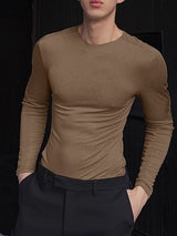 Men's Solid Knit Base Layer Long Sleeve T-Shirt SKUL23683