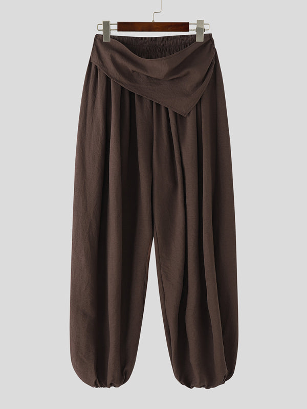 Mens Solid Color Ruched Casual Pant SKUL15368