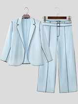 Men's Piped Stripe Colorblock Casual Two Pieces Outfit SKUL24581