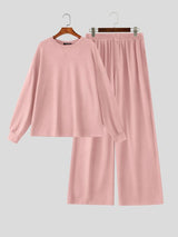 Men's Quiet Luxury Early Autumn Ribbed Knit Two Pieces Outfit SKUL79013
