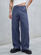 Men's Modernized Frog Buttons Straight Wide-Leg Cut Pant SKUL59499