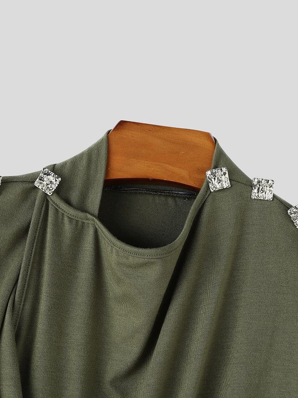 Men's Avant-garde Streetwear Draped Metal Studded Asymmetric Tank SKUL66868
