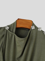 Men's Avant-garde Streetwear Draped Metal Studded Asymmetric Tank SKUL66868