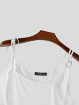 Men's Solid Color Lace-Up Patchwork Cropped Tank SKUL15375