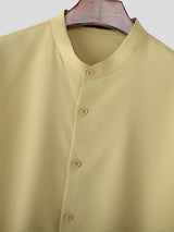 Mens Solid Color Casual Short Sleeve Shirt SKUL20165