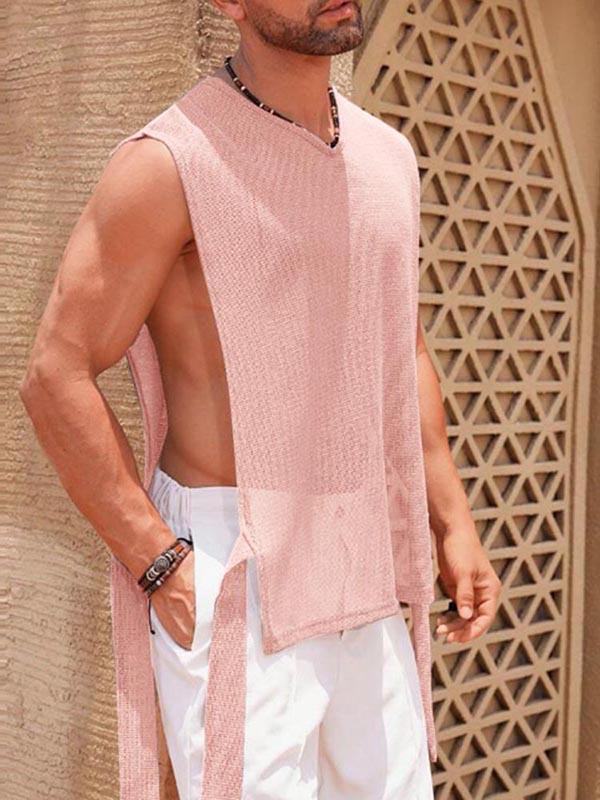 Men's Sheer Mesh Textured Casual Tank SKUL06336