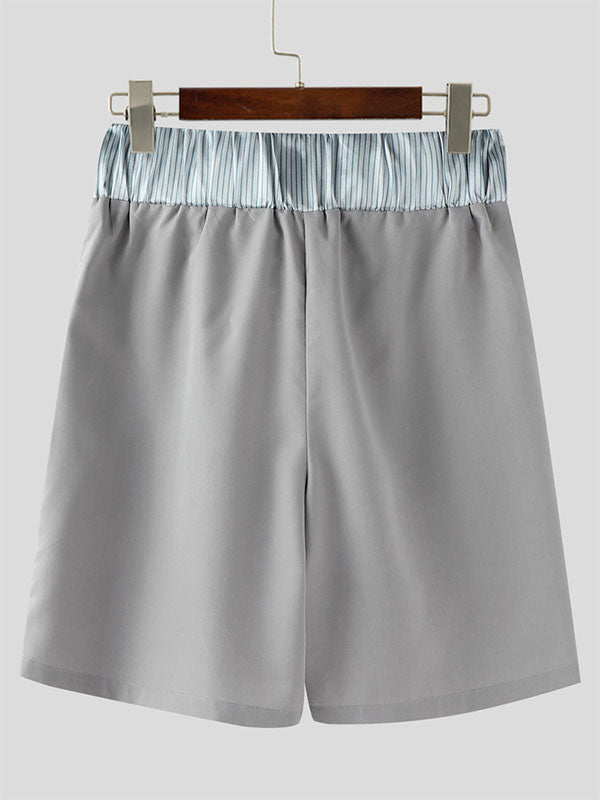 Mens Tie Detail Patchwork Striped Casual Short SKUL19079