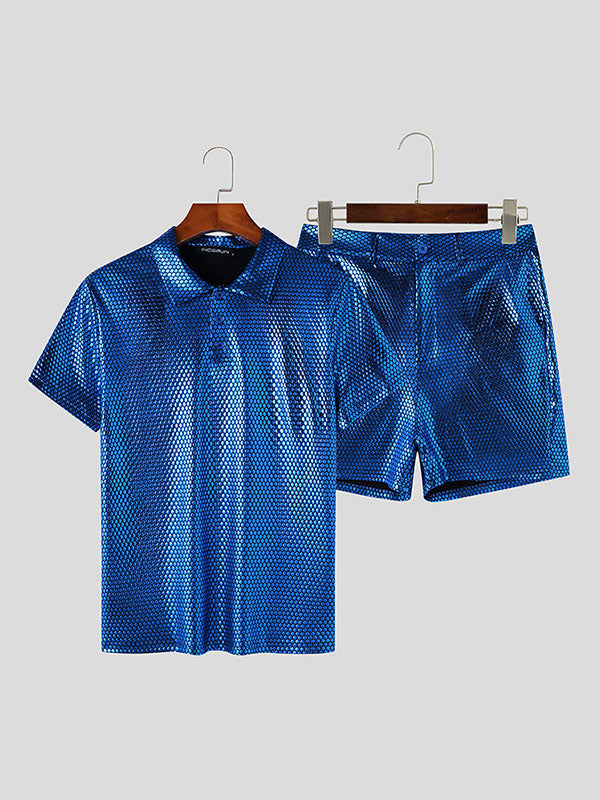 Mens Metallic Golf Shirt Two Pieces Outfits SKUK10587