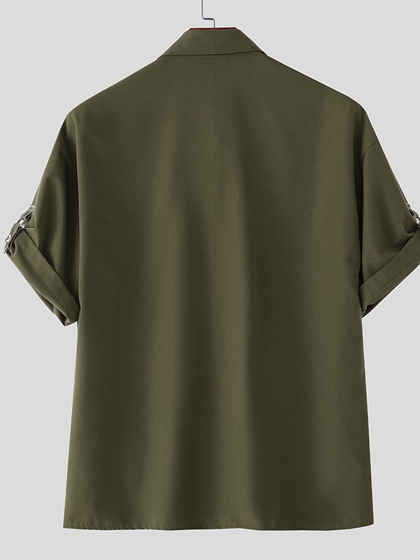 Men's Color Block Stitch Short Sleeve Shirt SKUL36633