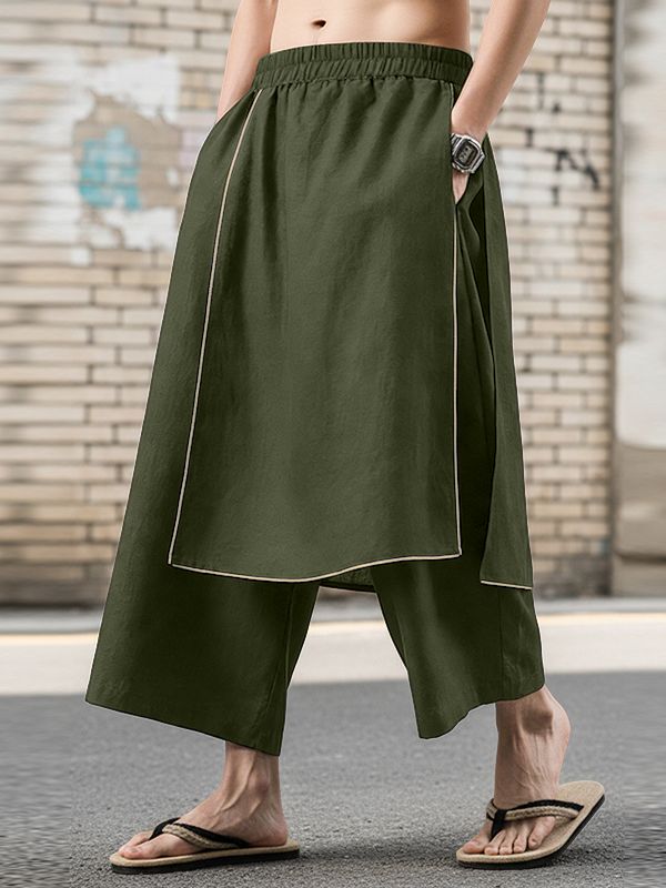 Men's Faux Two Piece Patchwork Loose Pant SKUL51978