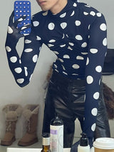 Men's Polka Dot Print Casual T-Shirt SKUL30589