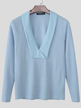 Men's Solid Color Textured Long Sleeve T-shirt SKUL50129