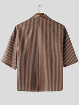 Men's Striped Floral Casual Short Sleeve Shirt SKUL29603