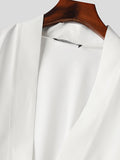 Mens Solid Deep V-Neck Long Sleeve Shirt SKUK46983