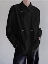 Men's Solid Color Double Breasted Long Sleeve Shirt SKUL37173