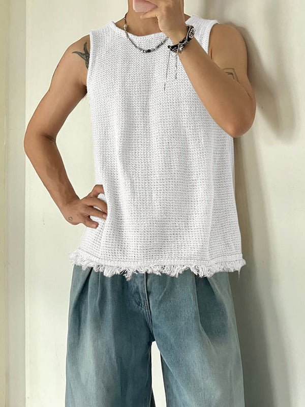Men's Avant-Garde Split Back Textured Tank SKUL54717