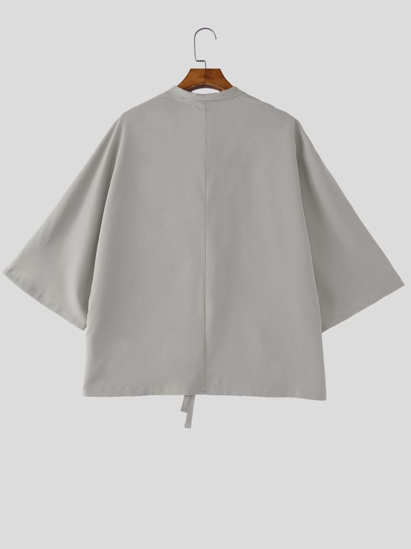Men's Double Ribbon Bow-Ties Wide Flared Sleeves Cardigan SKUL62024
