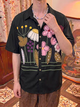 Men's Y2K Dopamine Floral Print Short Sleeve Shirt SKUL77999