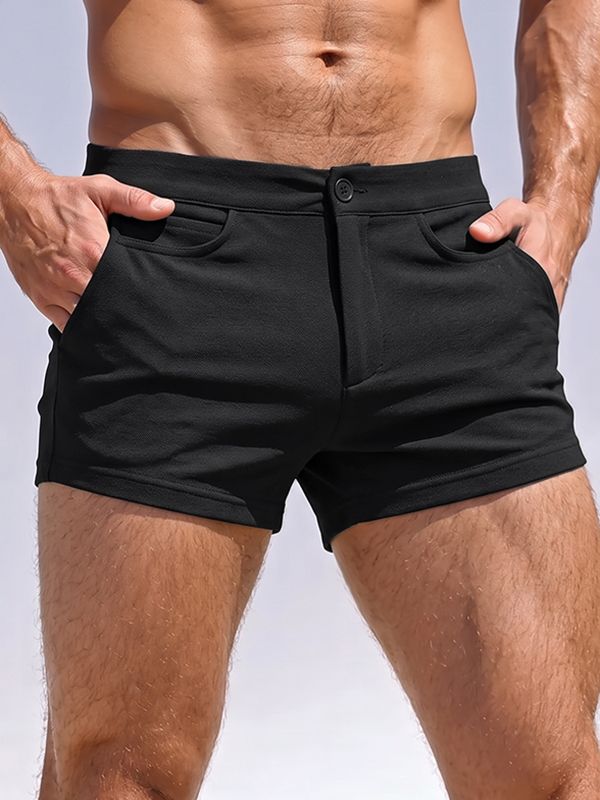 Men's Beach Resort Fit Soft Knit Button Front Booty Short SKUL76208