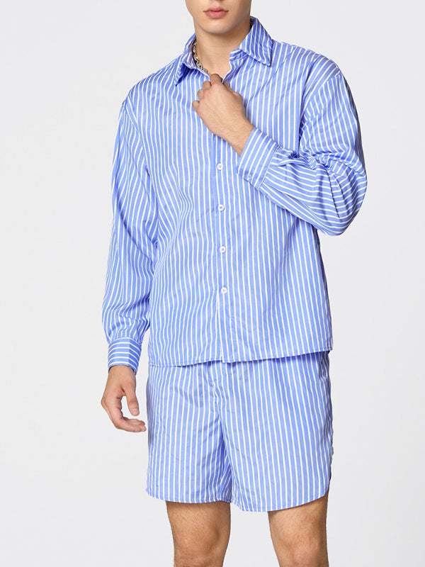 Mens Fashion Striped Loose Two Pieces Outfit SKUK79639
