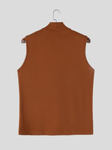 Men's Elegant Avant-Garde Pearl Embellished Mock Neck Sleeveless Tank SKUL63075
