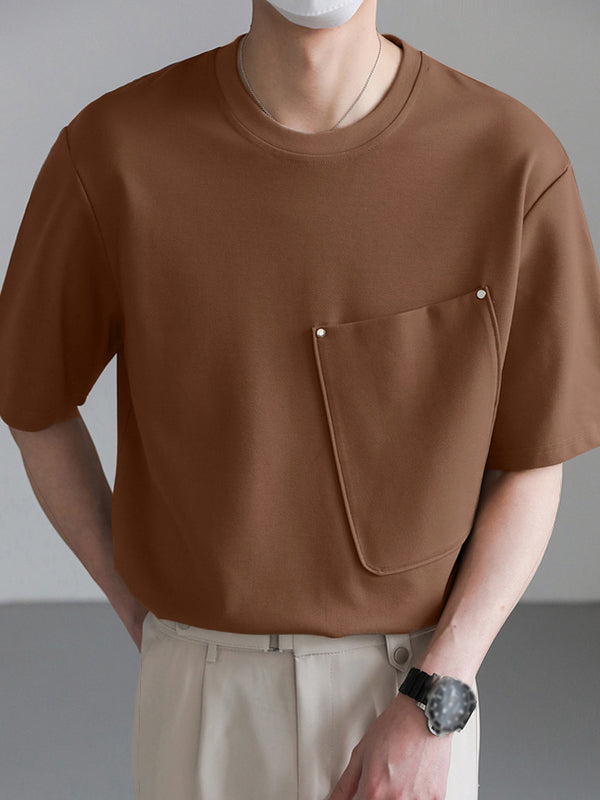 Mens Solid Large Pocket Short Sleeve T-Shirt SKUK16289