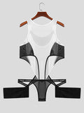 Mens Mesh Patchwork Deconstruction Sleeveless Bodysuit SKUK21333