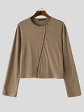 Mens Solid Button Design Knit Crop Top SKUK45304