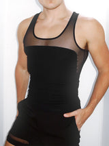 Men's Sheer Mesh Patchwork Two Pieces Outfit SKUL22474